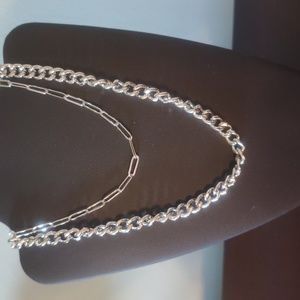 CELINA DUO SET OF TWO  CURB & THIN CLIP CHAIN LAYERING NECKLACES